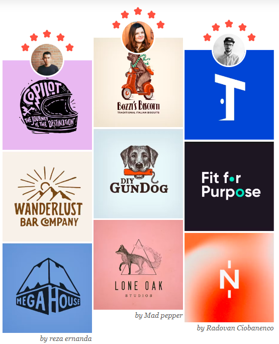 Creative brand design composition with layered visual identity elements